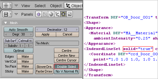 control the export of one sided (solid=true) or double sided (solid=false)