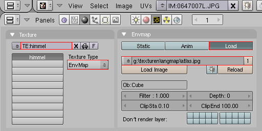 Supported options for texture type EnvMap